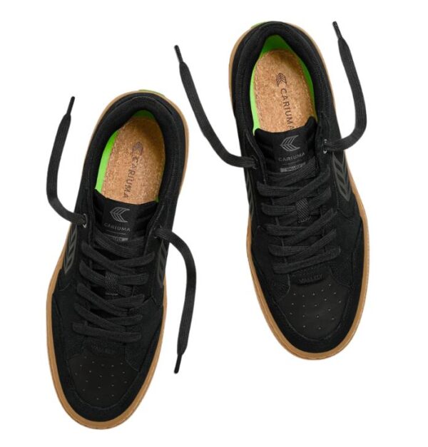 Cariuma Vallely Pro Gum Black Suede & Cordura Ash Grey Logo Shoes