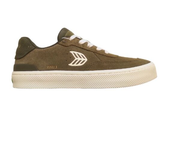 Cariuma Luan Pro Olive Green Suede Ivory Logo Burnt Olive Shoes