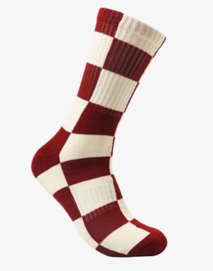 Globe Singles Maroon/Natural Check Crew Socks