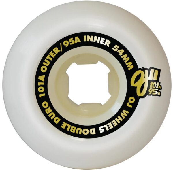 OJ Double Duro Hardline White 54mm x 99a/95a Skateboard Wheels