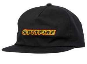 Spitfire Flames Script Black Snapback Hat