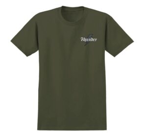 Thunder Bolt Script Military Green Tee