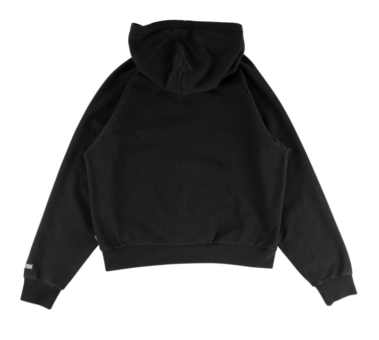 Welcome Duality Cropped Pigment Dyed Black Zip Hoodie