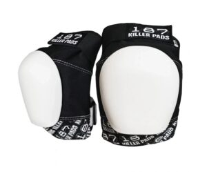 187 Pro Knee Pads Black w White Caps