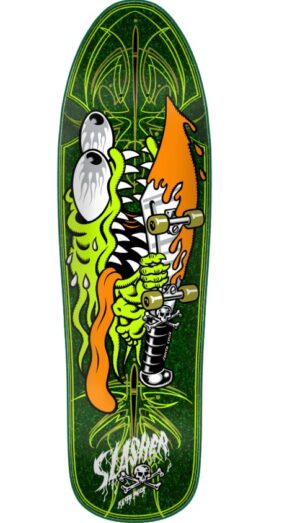 Santa Cruz Meek Green Pinstripe Slasher 9.23 Skateboard Deck