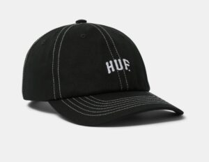 HUF Arch Logo Black 6 Panel Hat
