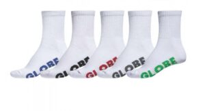 Globe Stealth White Crew Socks - 5 Pack