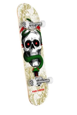 Powell Peralta Skull & Snake White/Metallic Gold 7.75 Skateboard Complete