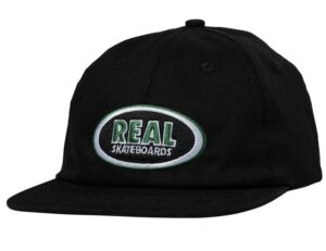 Real Oval Embroided Black/Green/White Snapback Hat
