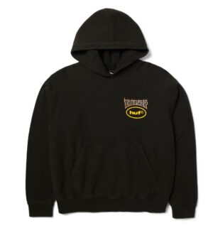 HUF x Thrasher Meltdown Heavyweight Washed Black Hoodie
