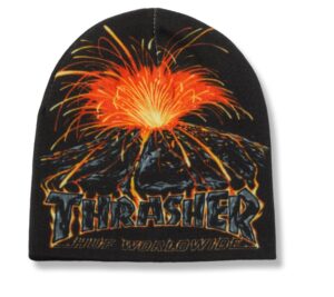 HUF x Thrasher Meltdown Reversible Black Beanie