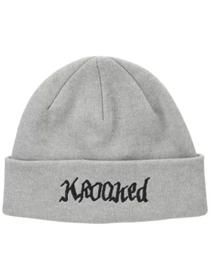 Krooked Double Ok Script Grey Beanie