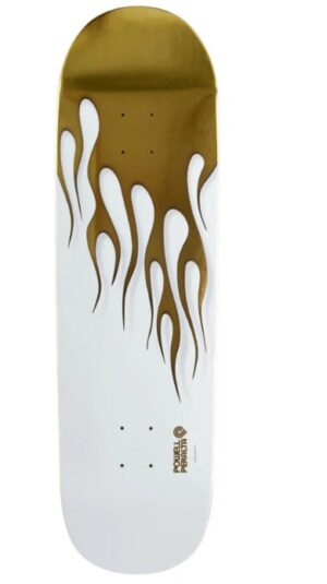 Powell Peralta Hot Rod Flames White/Gold Foil 9.33 Skateboard Deck