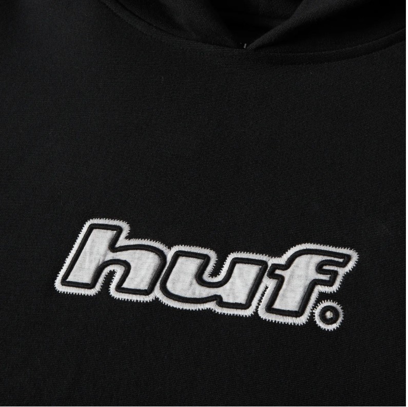 Huf Logo Applique Fleece Black Hoodie2