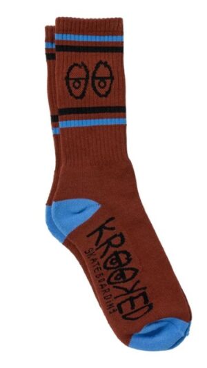 Krooked Eyes Dark Red/Blue Socks