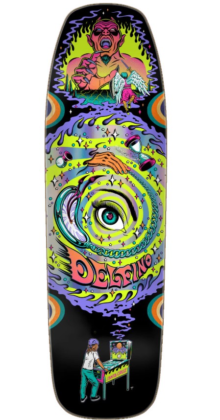 Santa Cruz Delfino Pinball Vision 9.14 Skateboard Deck