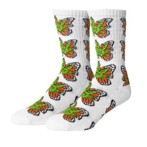 HUF Green Budderfly White Socks