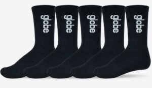 Globe Vert Logo Hi Black Crew Socks - 5 Pack