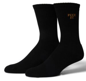 HUF Fuck It Embroidered Black/Gold Crew Socks
