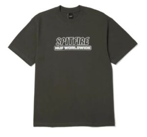 HUF x Spitfire Burn Heavyweight Washed Black Tee